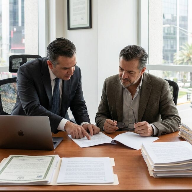 abogado inmobiliario asesorando cliente sobre compra de inmueble